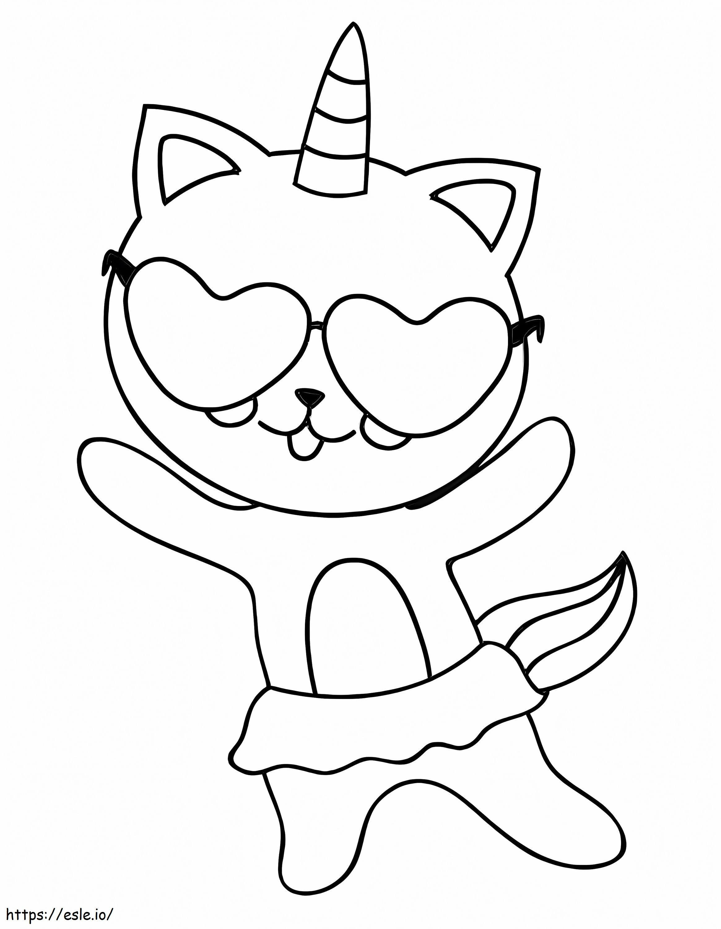 Dancing Unicorn Cat coloring page