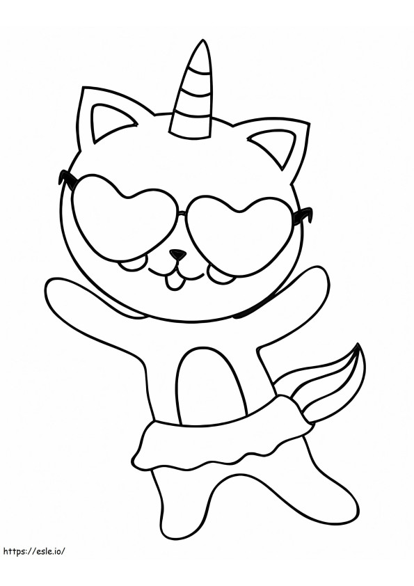 Tańczący kot jednorożec kolorowanka