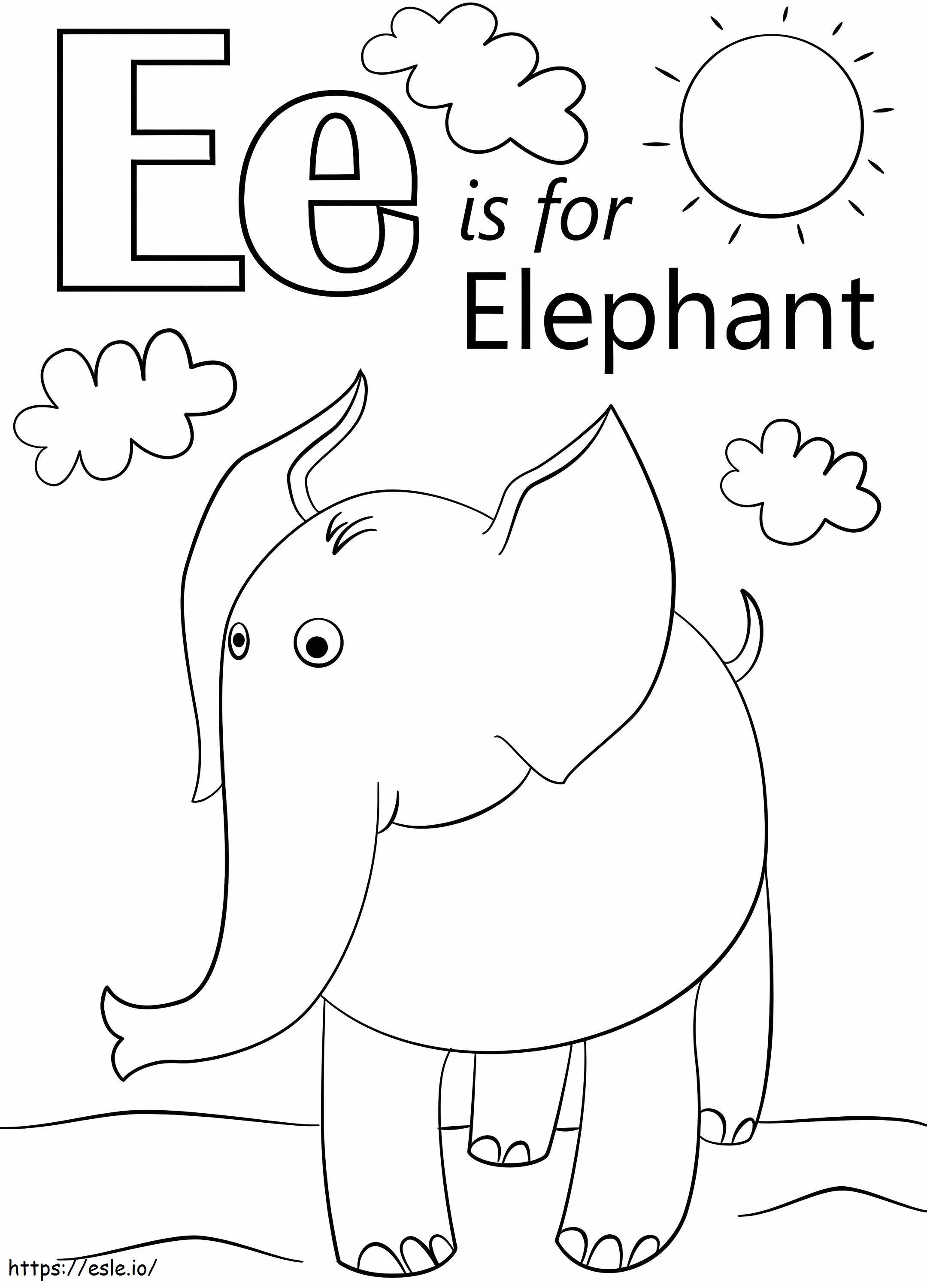Elefante Letra E para colorear
