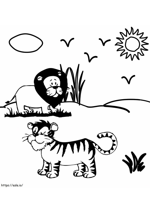 Lion And Tiger coloring page