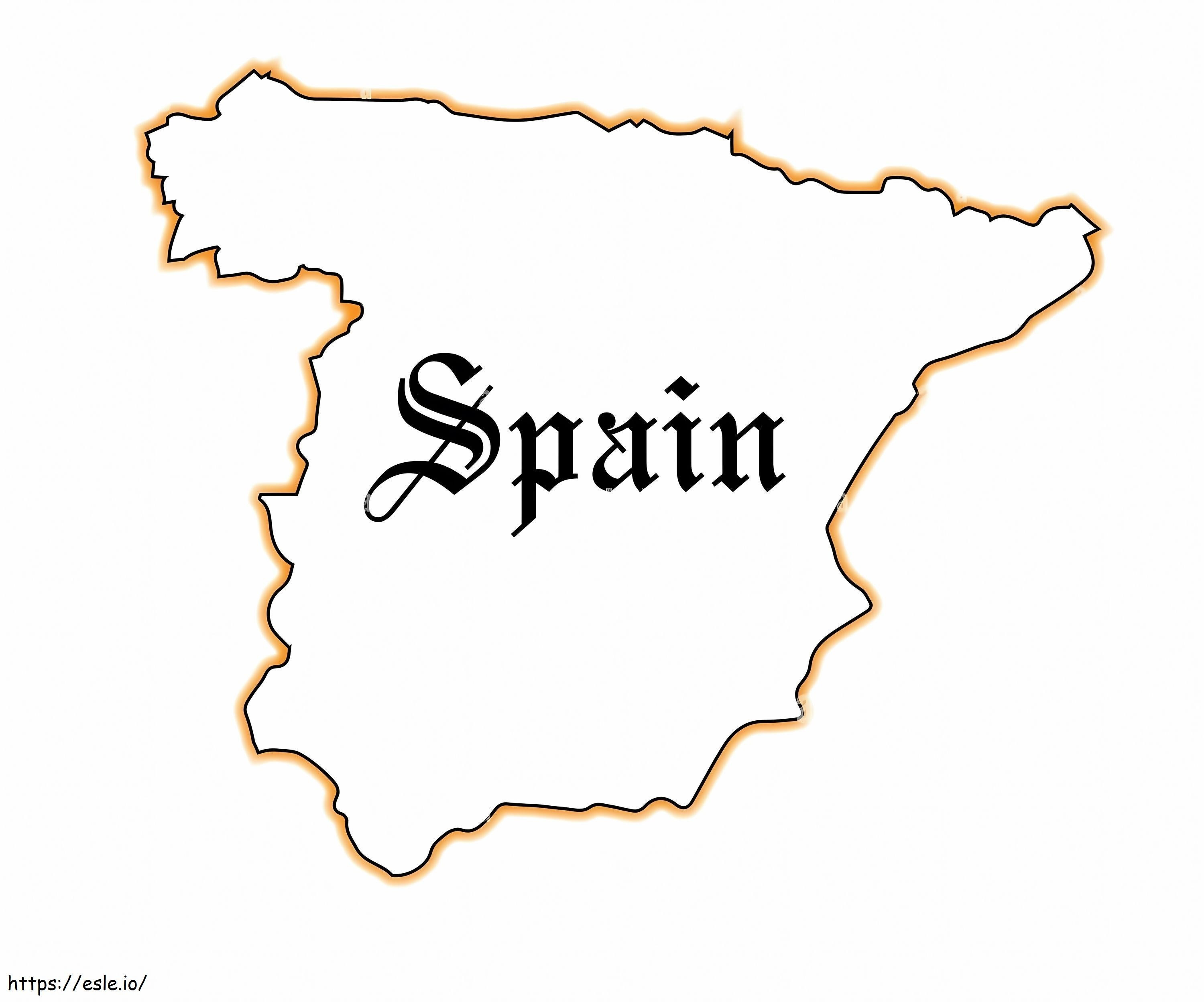 Coloriage Carte vierge du contour de l'Espagne à colorier à imprimer dessin