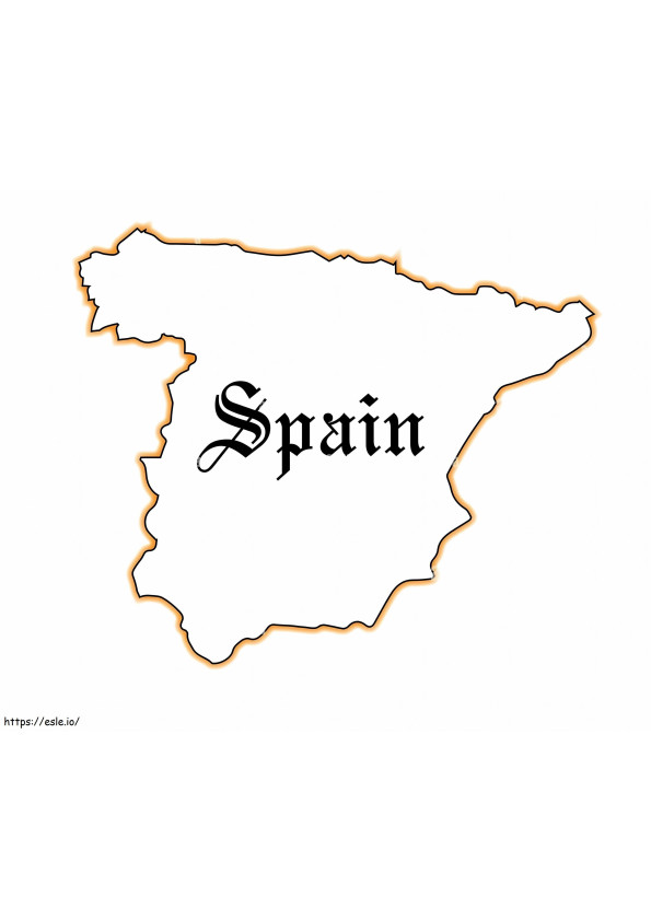 Coloriage Carte vierge du contour de l'Espagne à colorier à imprimer dessin