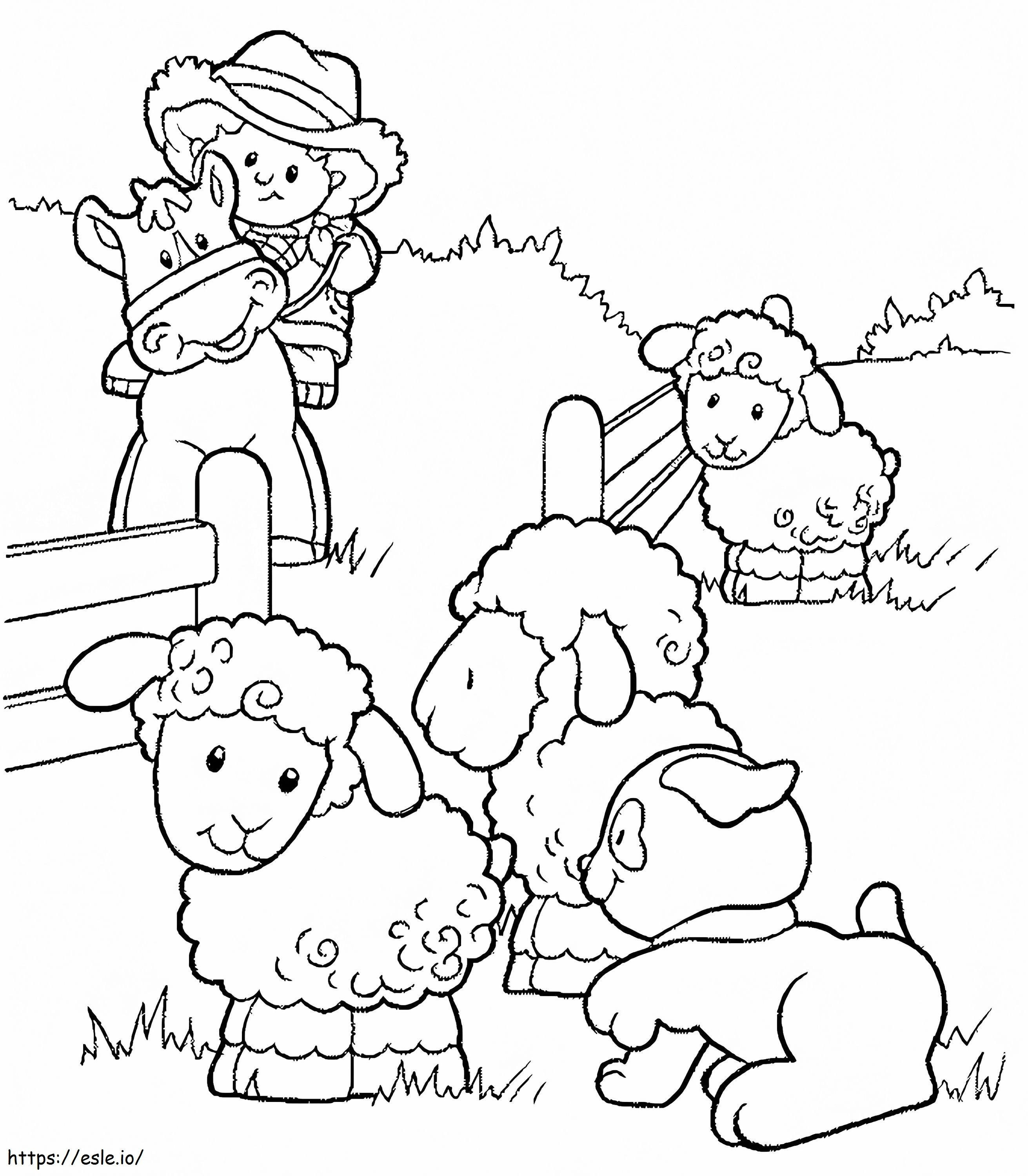 Sheep With Animals coloring page