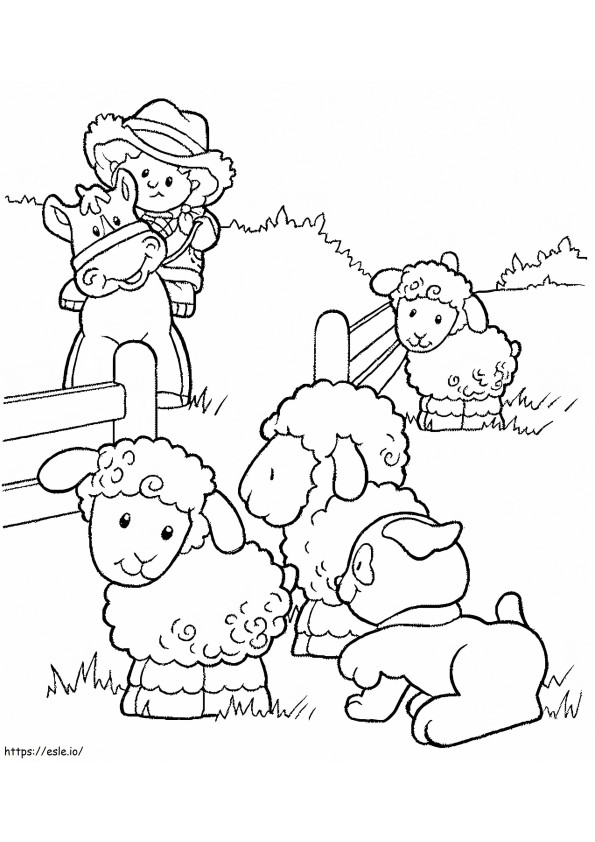 Coloriage Moutons avec des animaux à imprimer dessin
