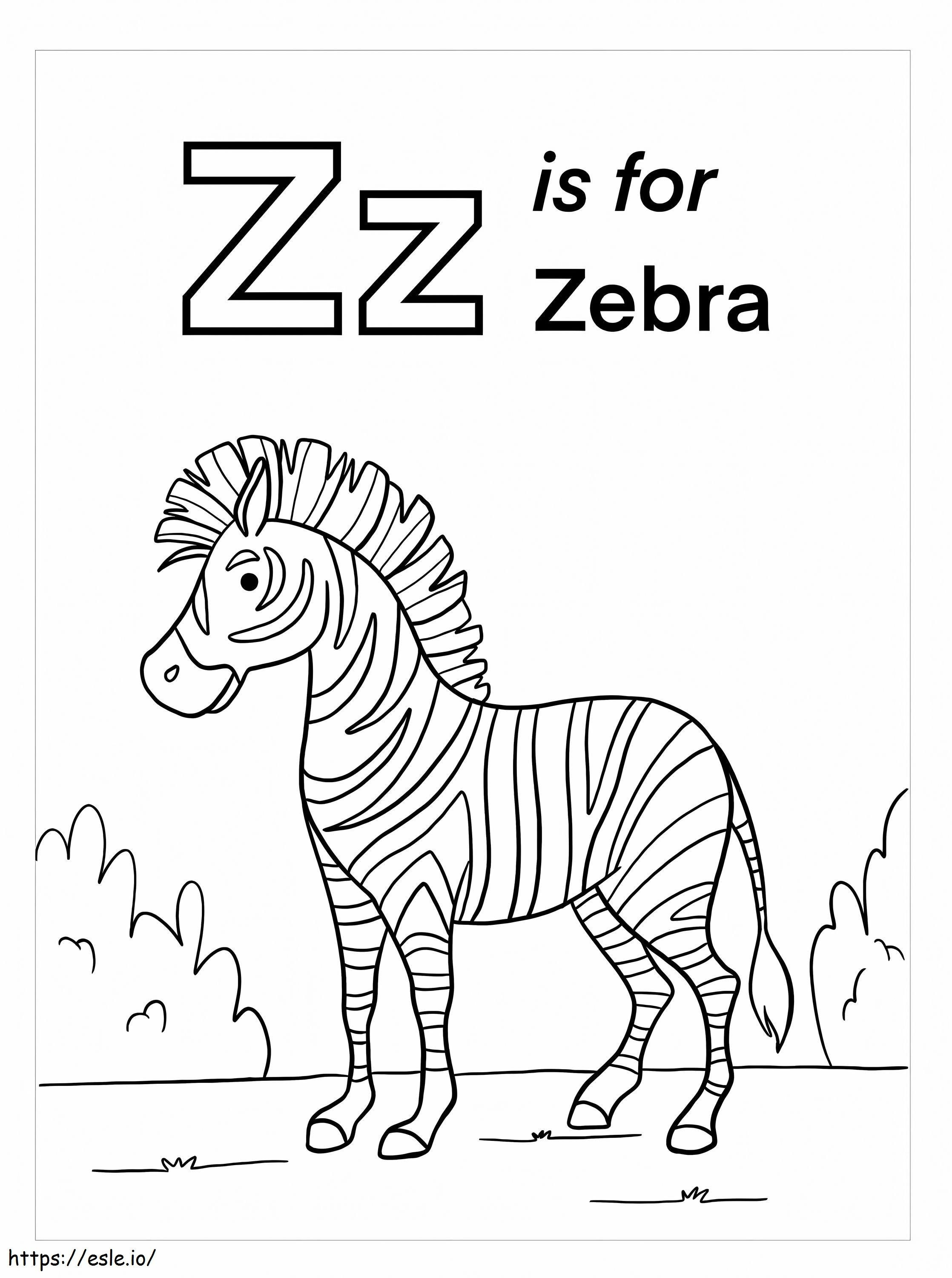 Z sta per Zebra da colorare
