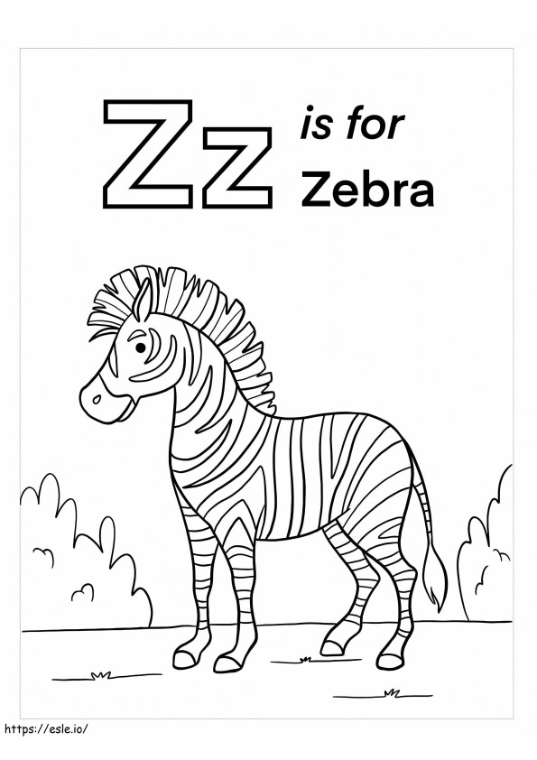 Z este pentru Zebra de colorat