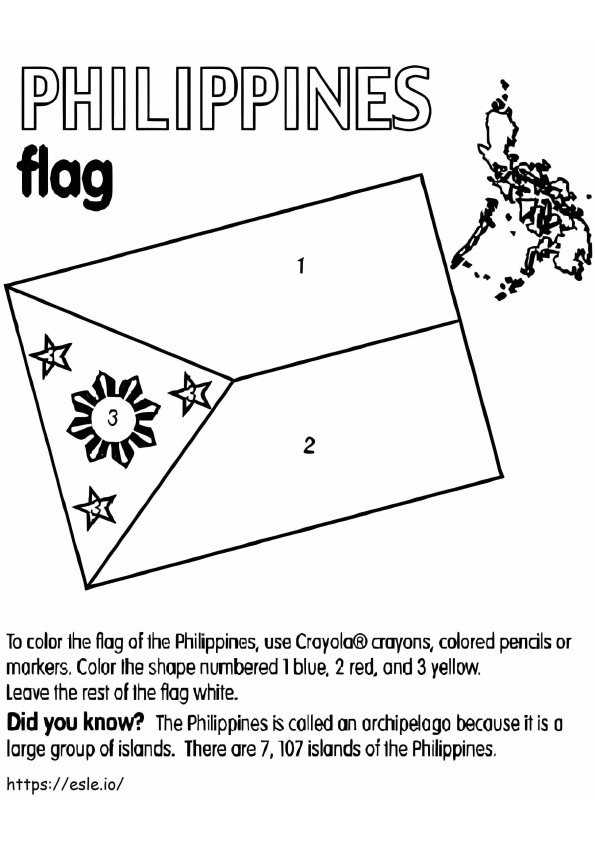 Bendera dan Peta Filipina Gambar Mewarnai
