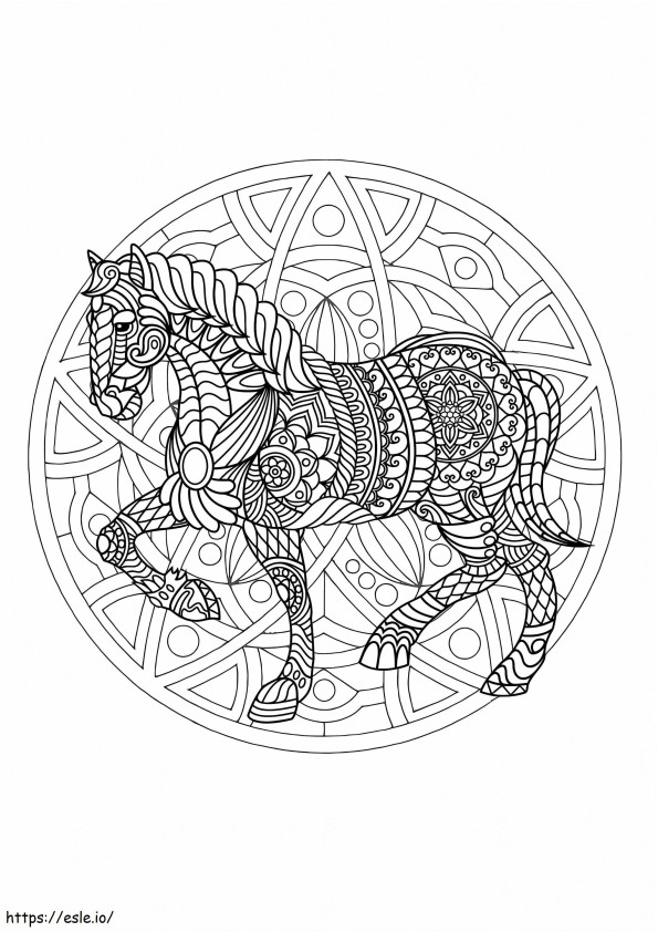 馬の動物曼荼羅 ぬりえ - 塗り絵
