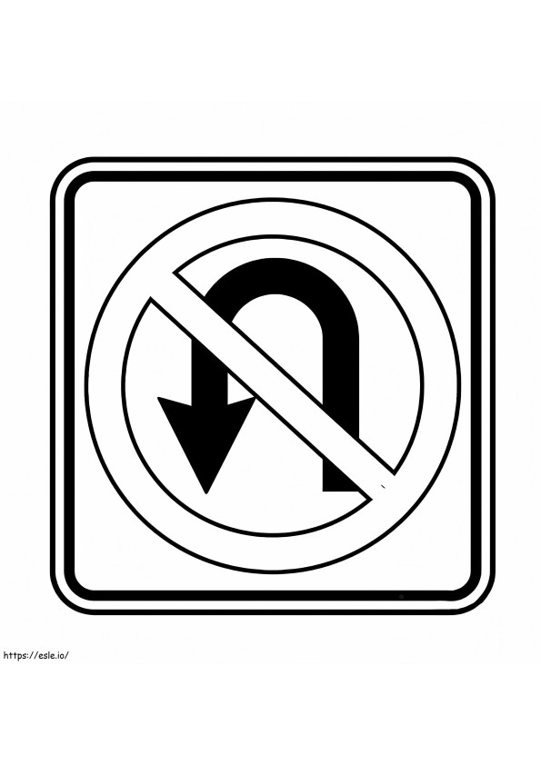 Keine U-Turn-Verkehrszeichen-Farbseite ausmalbilder
