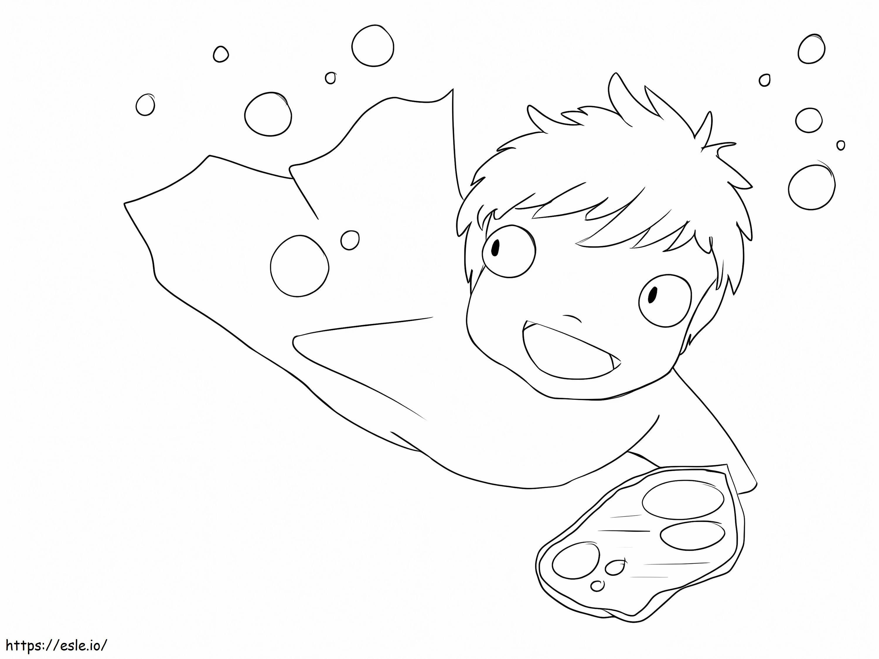 Lovely Ponyo coloring page