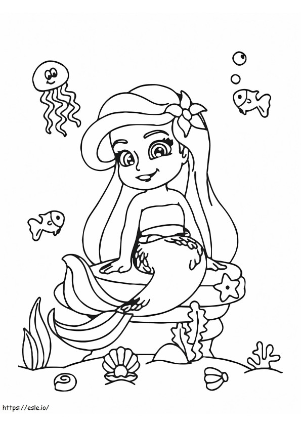 sirena de dibujos animados para colorear