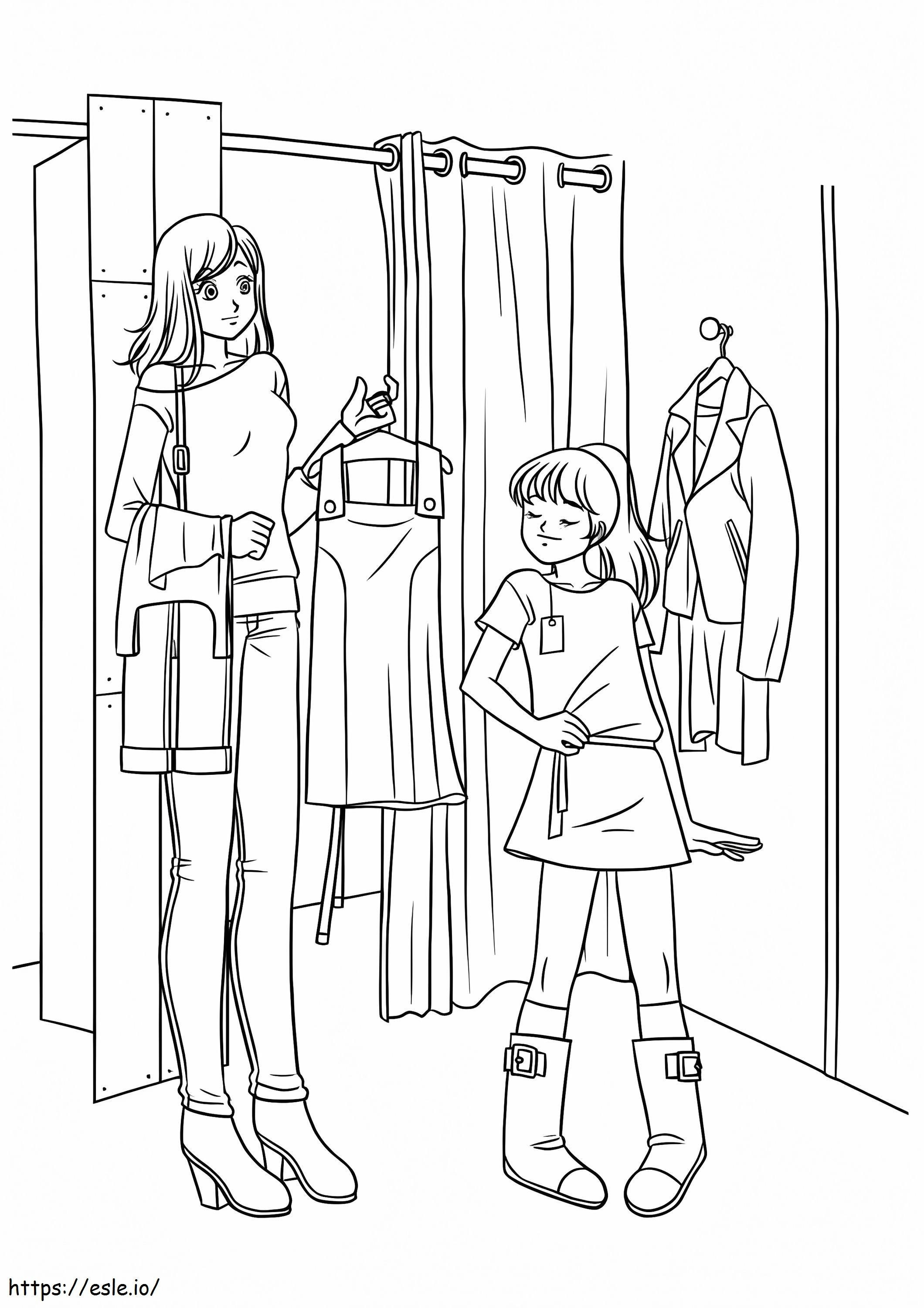 Girls In Fitting Room coloring page
