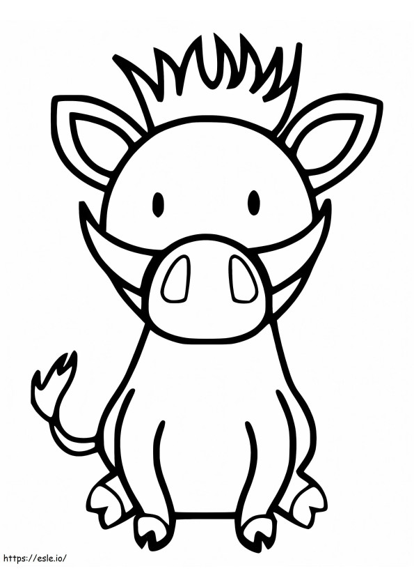 Cute Warthog coloring page