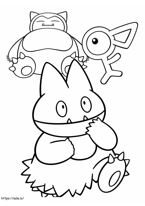 Coloriage Unown Snorlax et Munchlax Pokemon à l'échelle à imprimer dessin