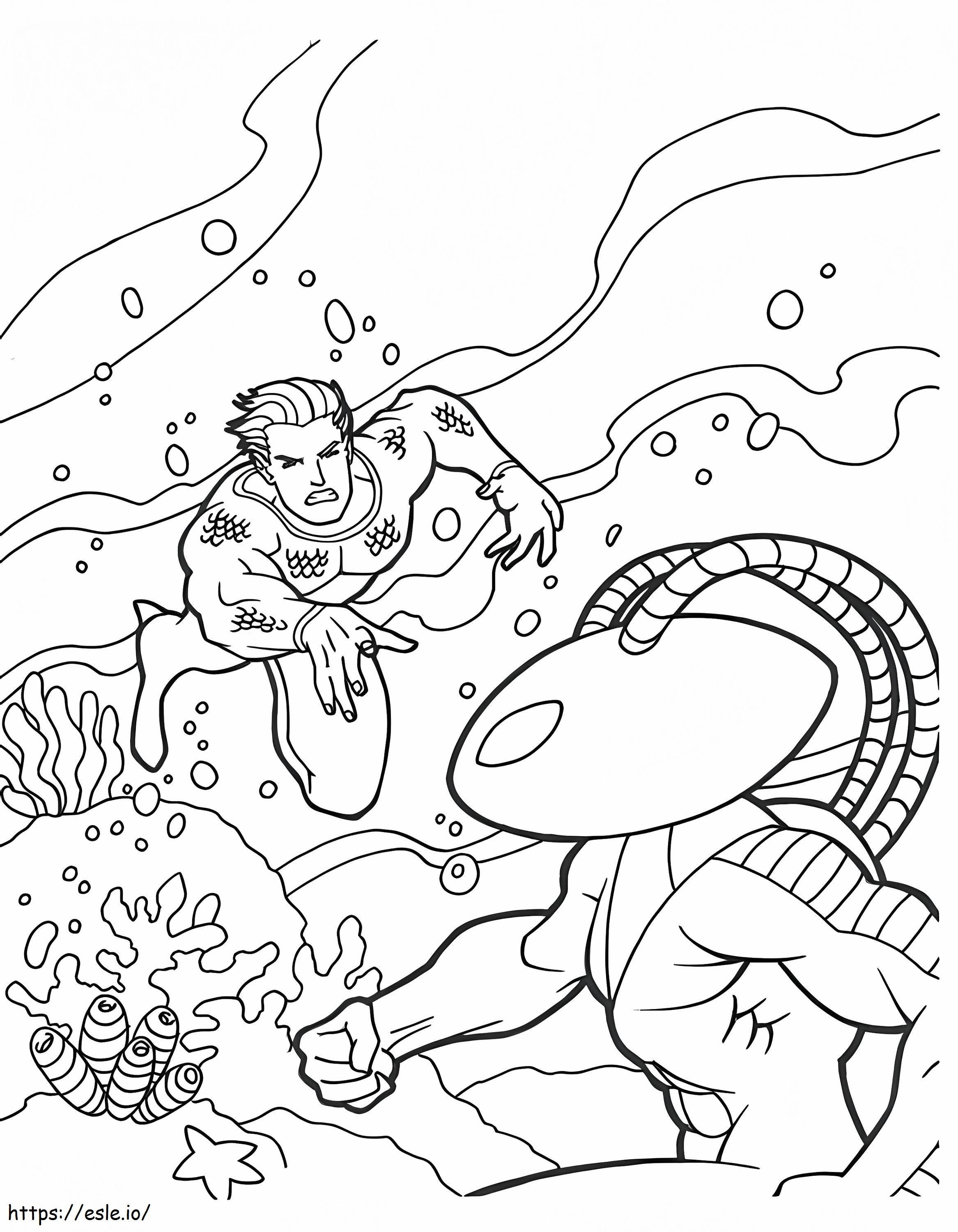 Coloriage Aquaman contre Manta à imprimer dessin