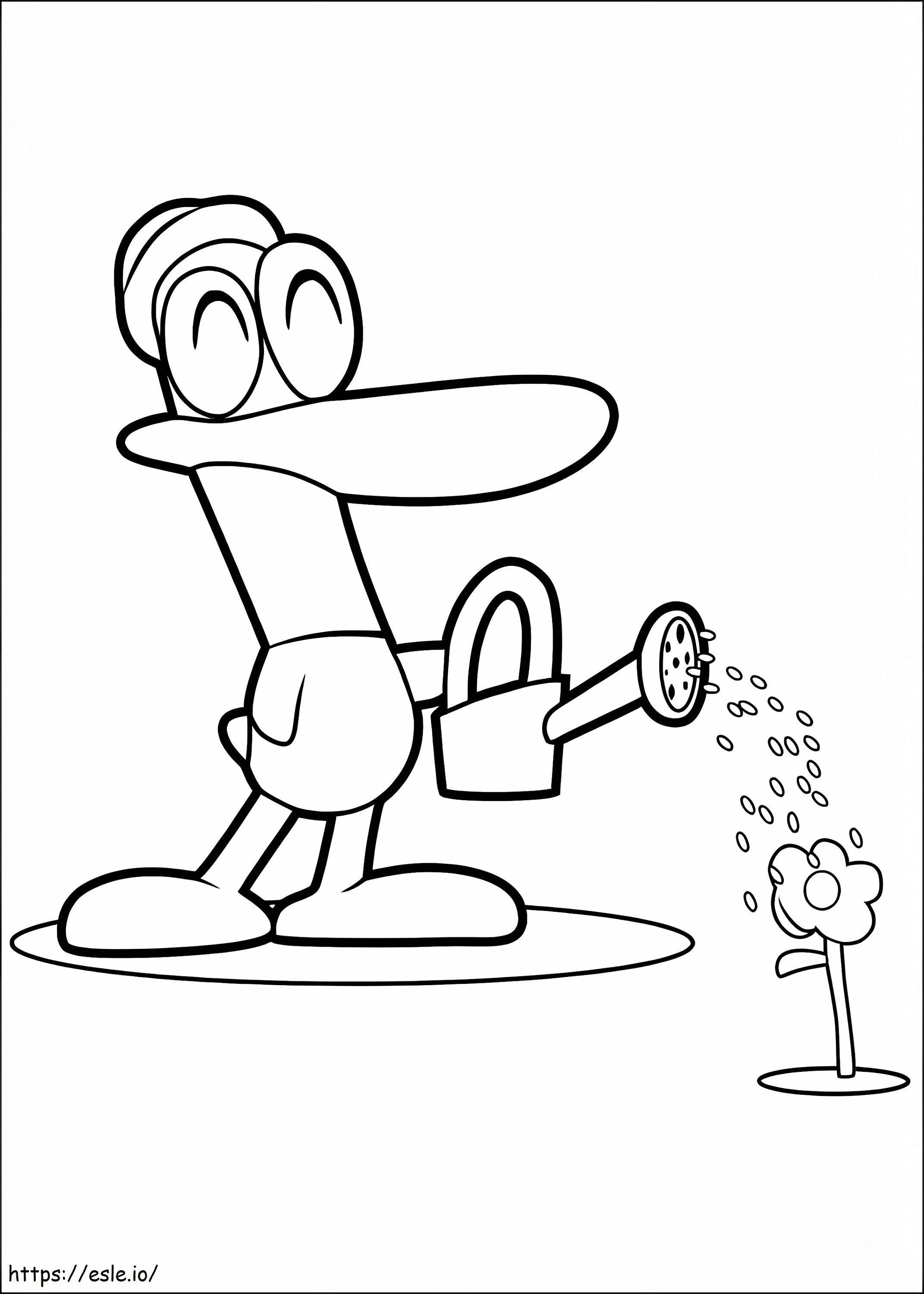 Duck Watering The Plants coloring page