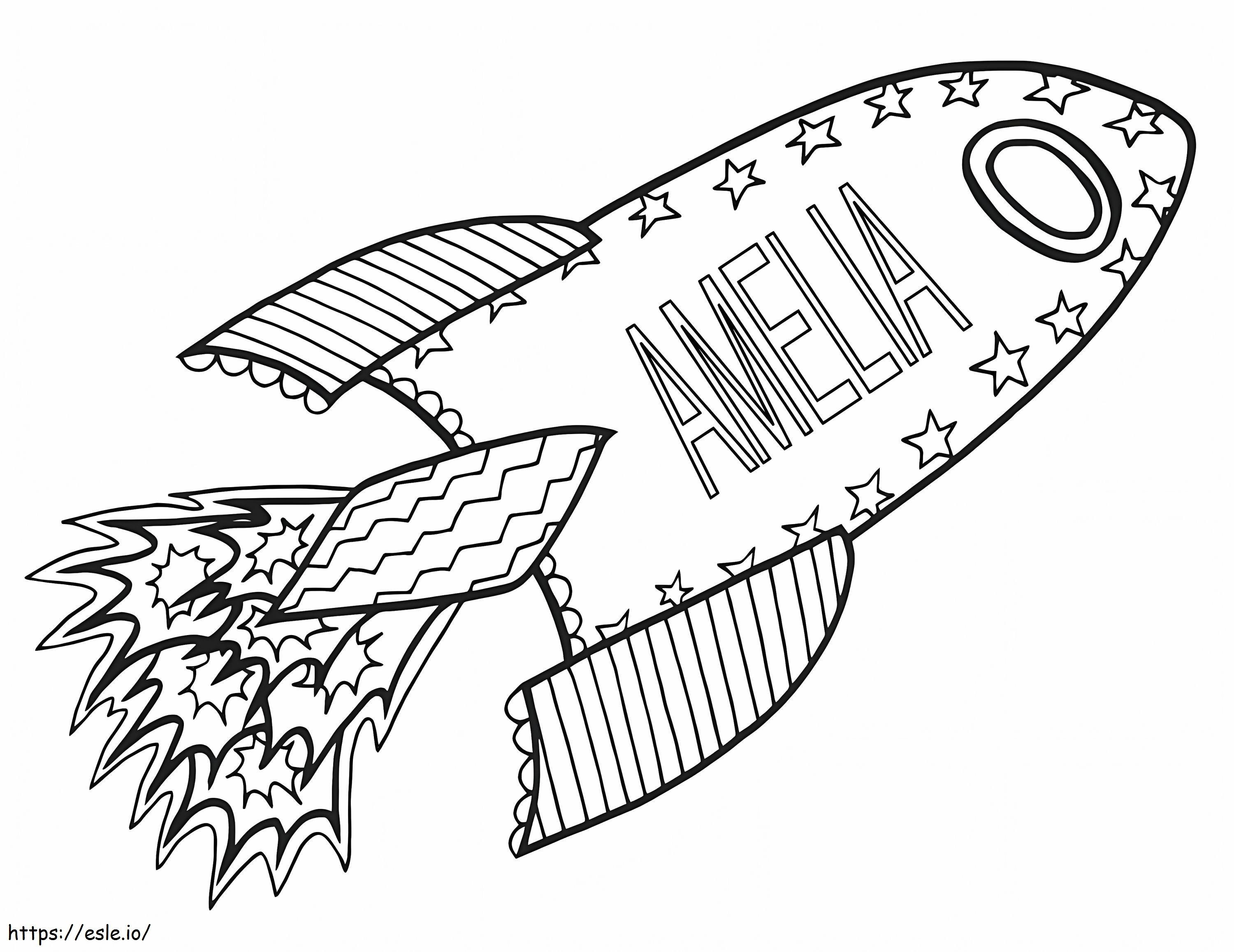 Nava rachetă Amelia de colorat