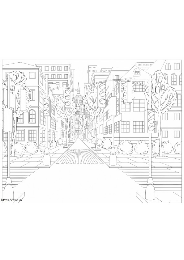 Traffic Lights In The City coloring page