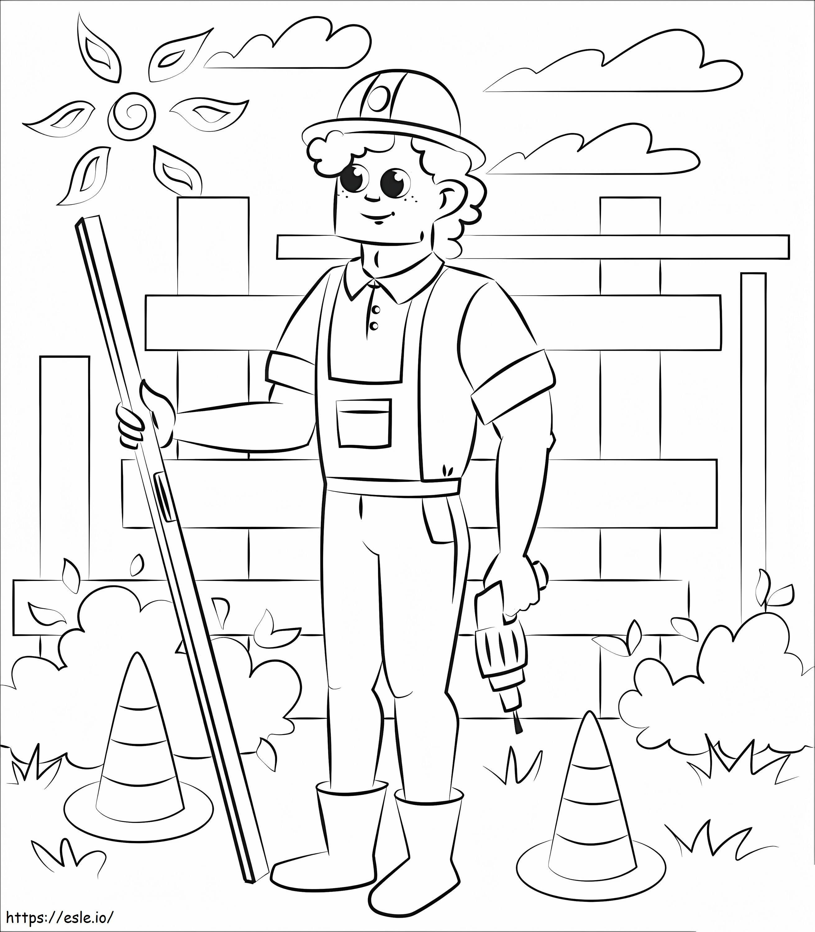 Cool Construction Worker coloring page