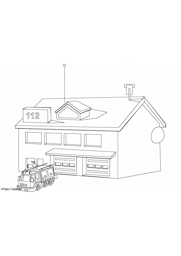 Free Printable Fire Station coloring page