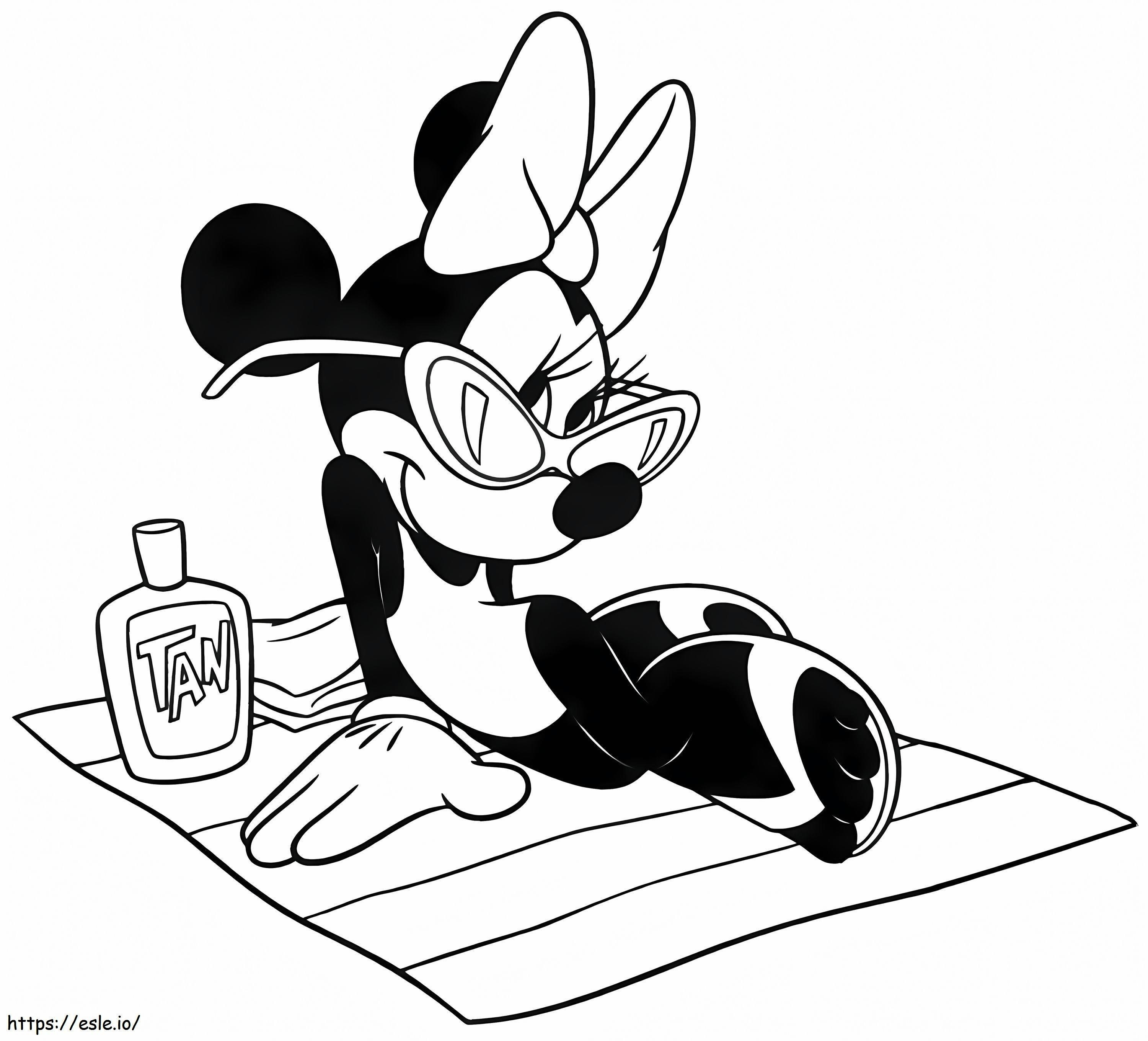 Coloriage Minnie Mouse sur la plage à imprimer dessin