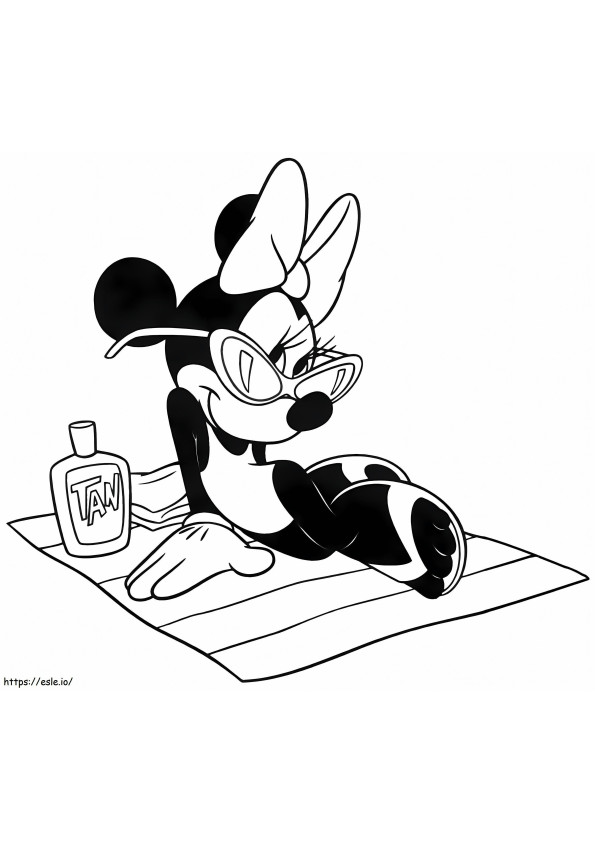 Coloriage Minnie Mouse sur la plage à imprimer dessin