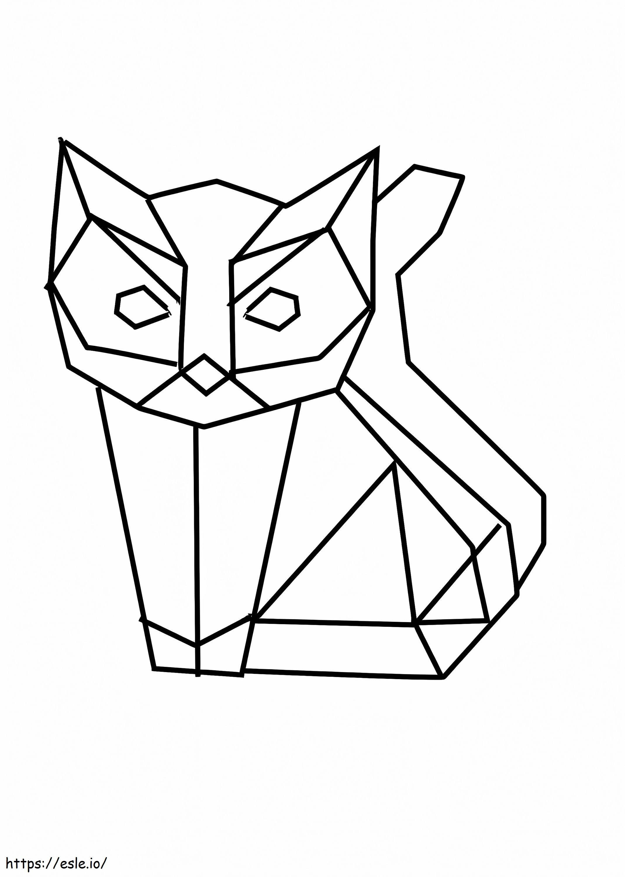 Origami kissanpentu värityskuva