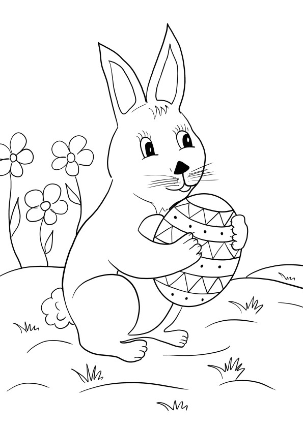Easter bunny and egg to print for free and color