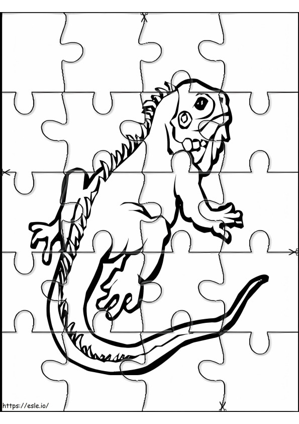 Coloriage Puzzle Iguane à imprimer dessin