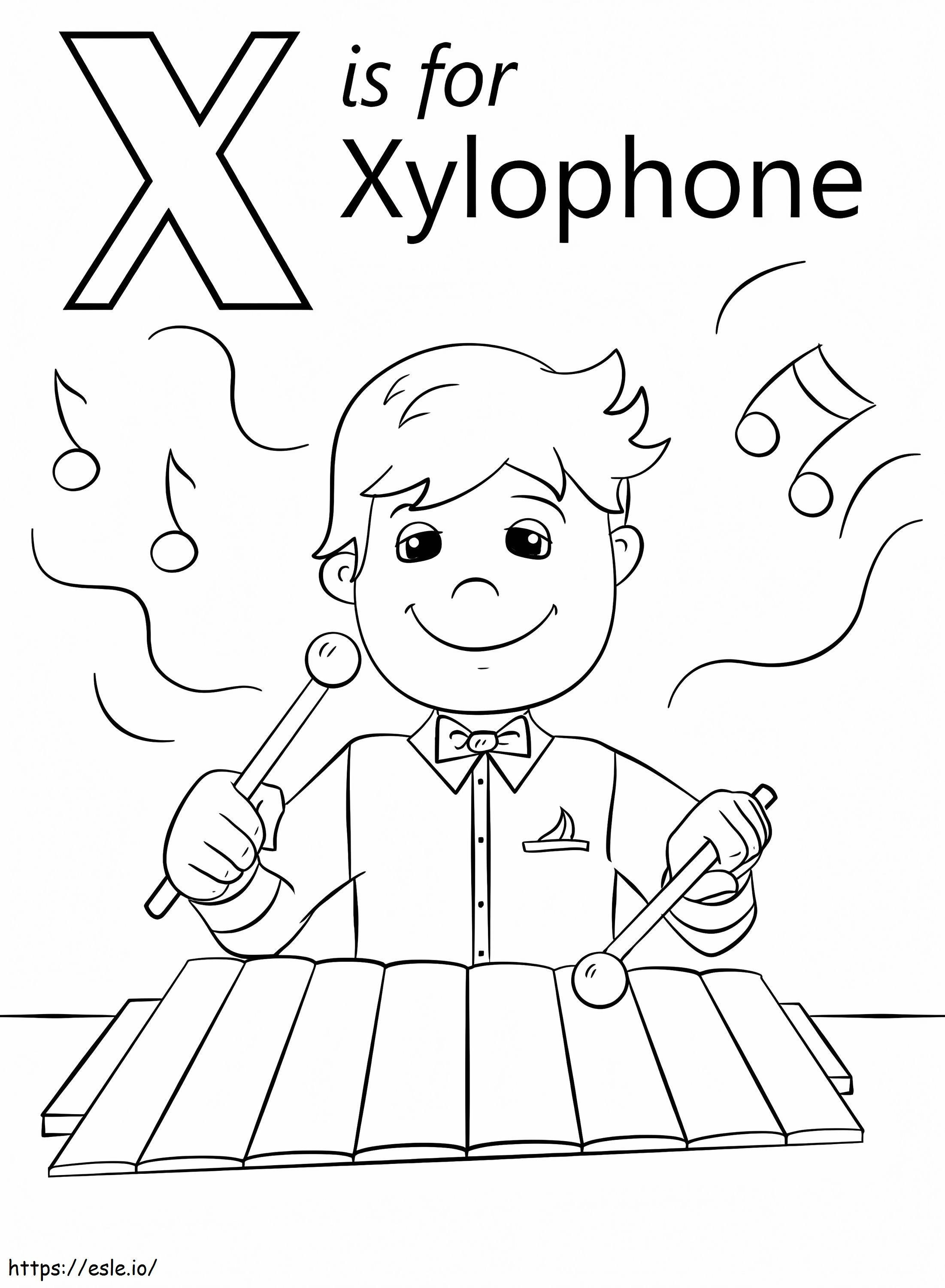 Ksylofonin kirjain X 1 värityskuva