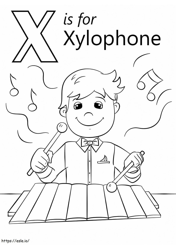 Xylofoon Letter X 1 kleurplaat
