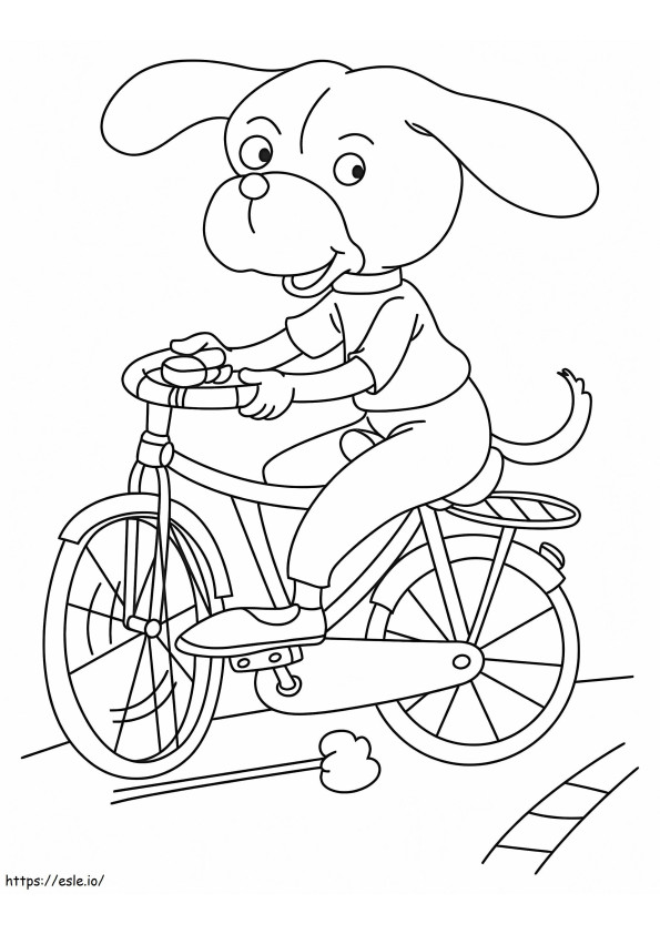 Câine pe bicicletă de colorat