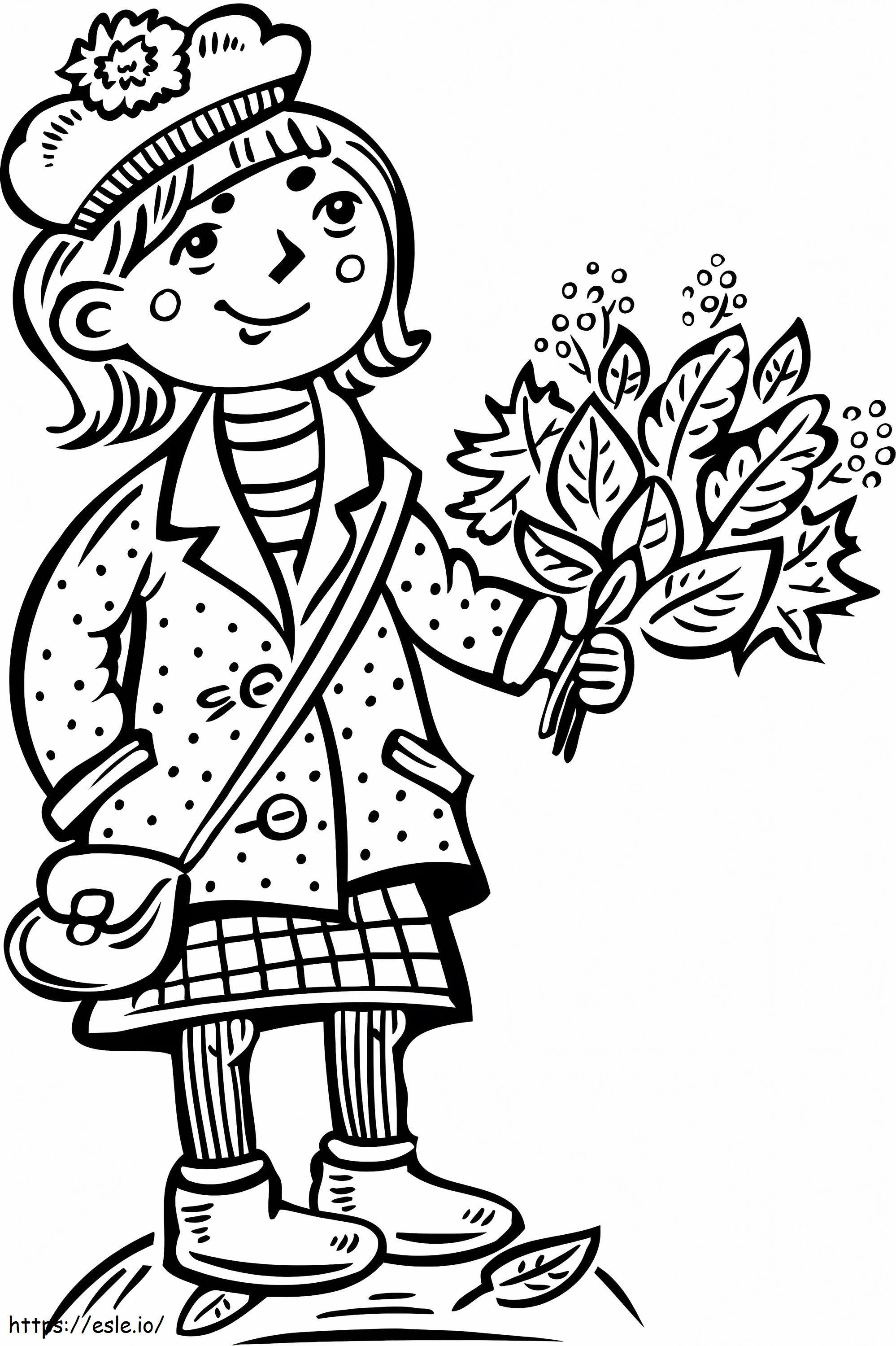 Girl In Autumn 682X1024 coloring page