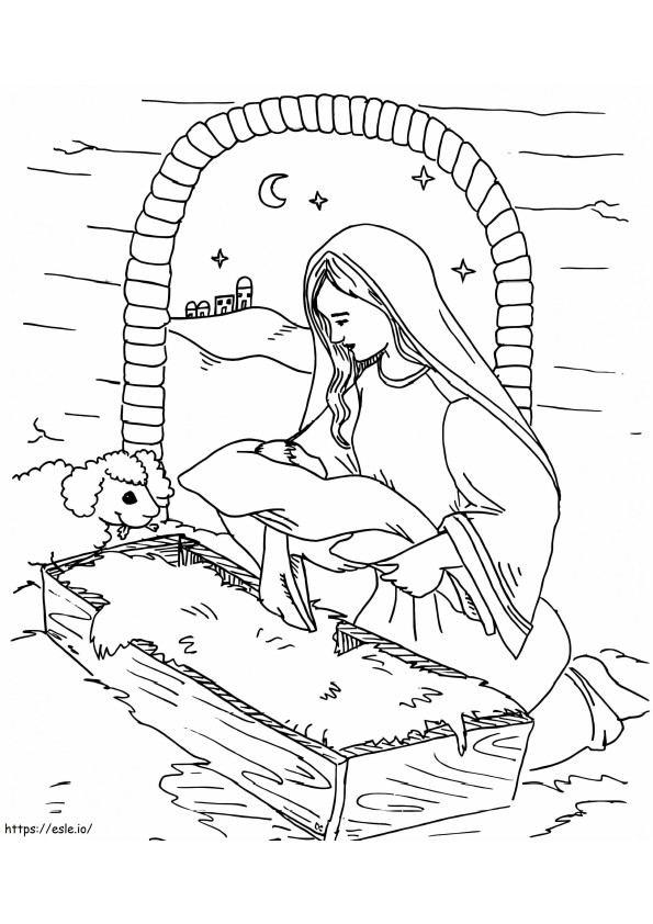 Coloriage Marie mère de Jésus 1 à imprimer dessin