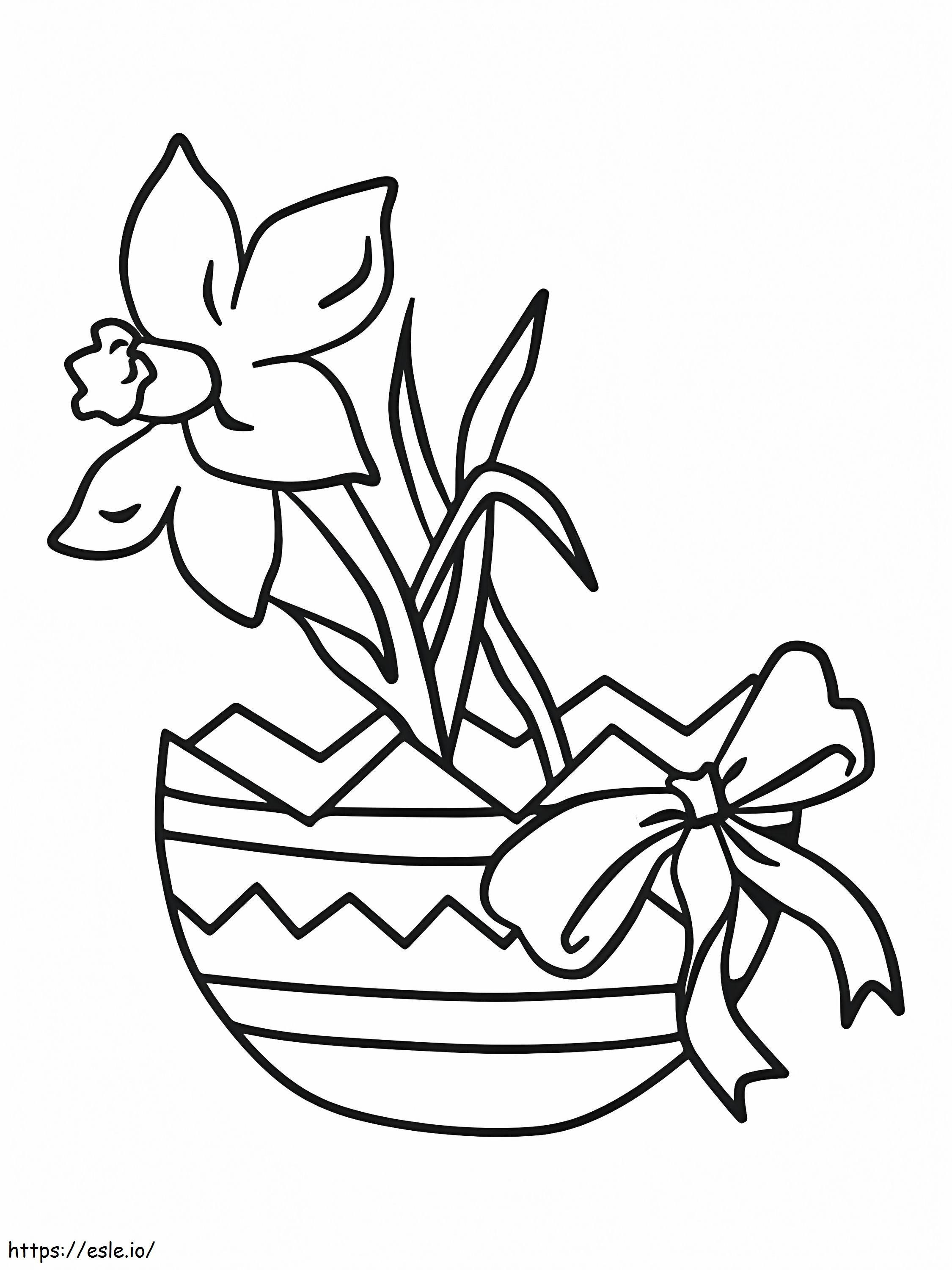 Coloriage Oeuf de Pâques avec fleur à imprimer dessin