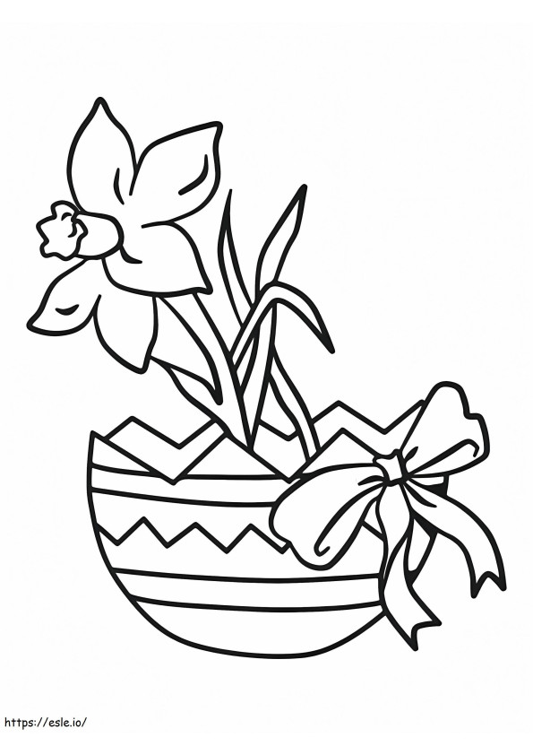ovo de páscoa com flor para colorir