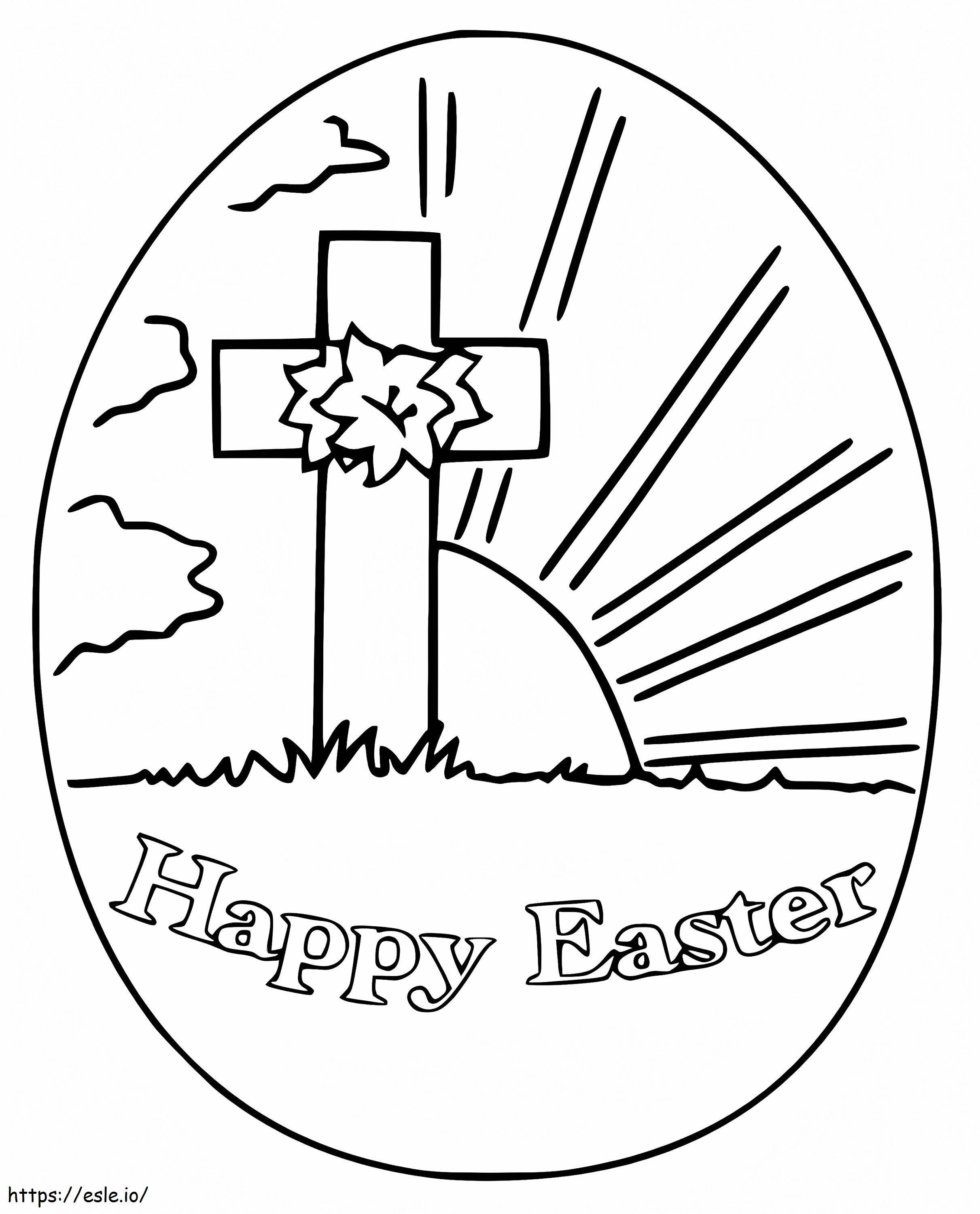 Coloriage Oeuf de Pâques avec motif en croix à imprimer dessin