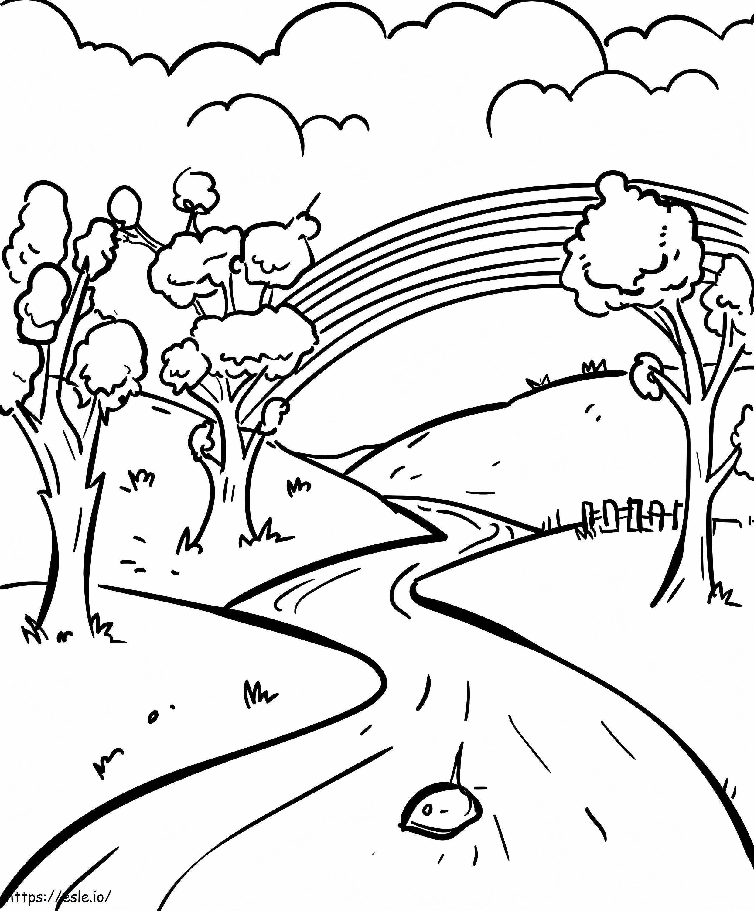 Rainbow And Small River coloring page