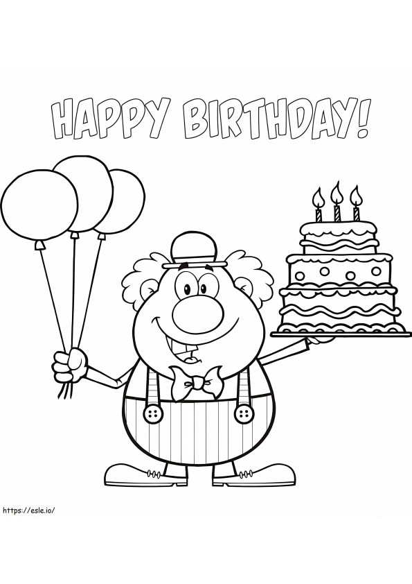 Coloriage Clown et gâteau d'anniversaire à imprimer dessin