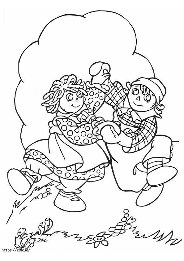Happy Raggedy Ann And Andy coloring page
