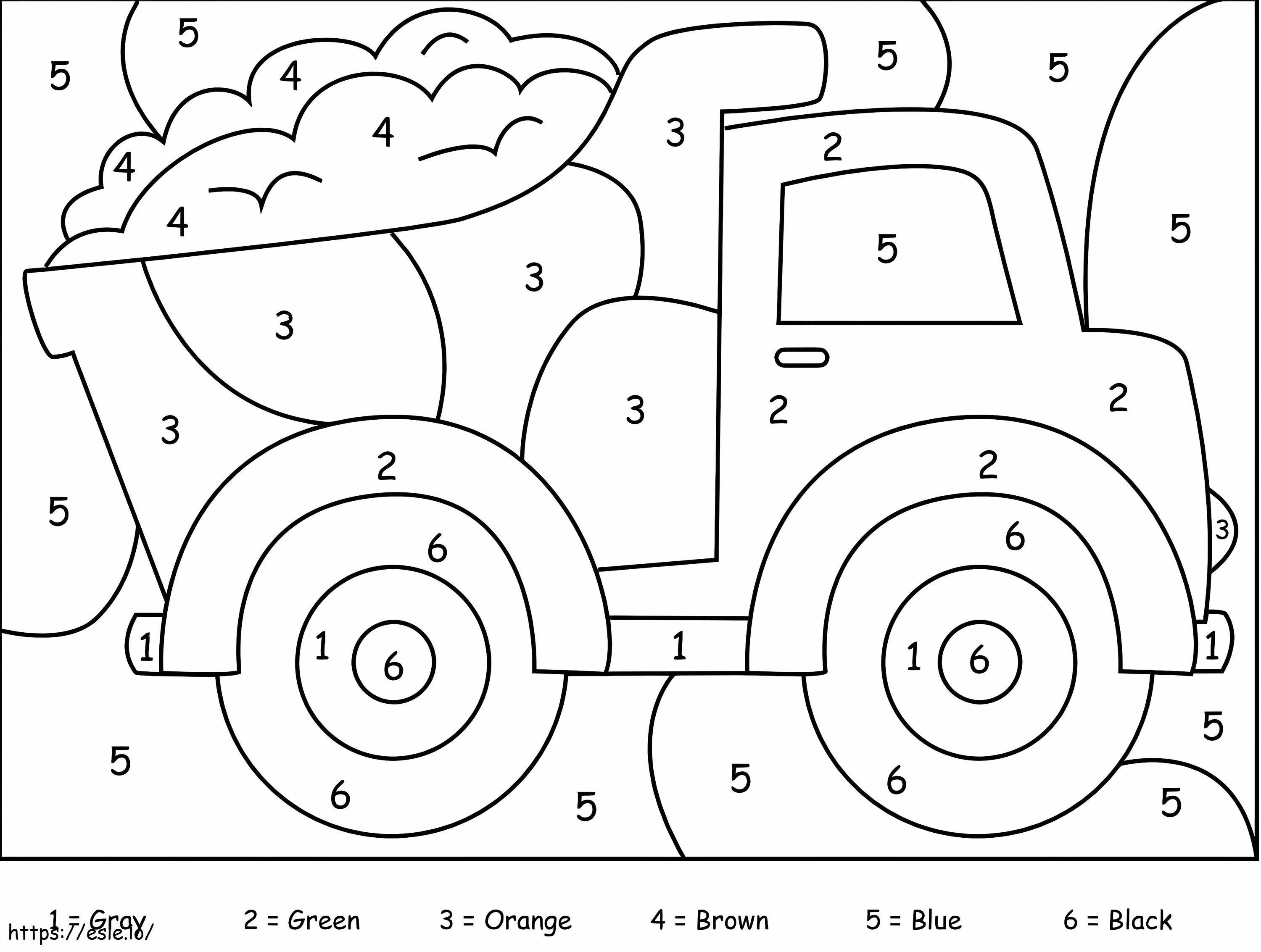 Coloriage Camion mignon couleur par numéro à imprimer dessin