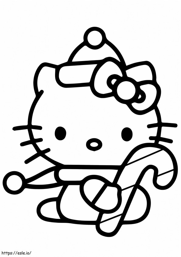 Hello Kitty Dan Permen Tongkat Gambar Mewarnai