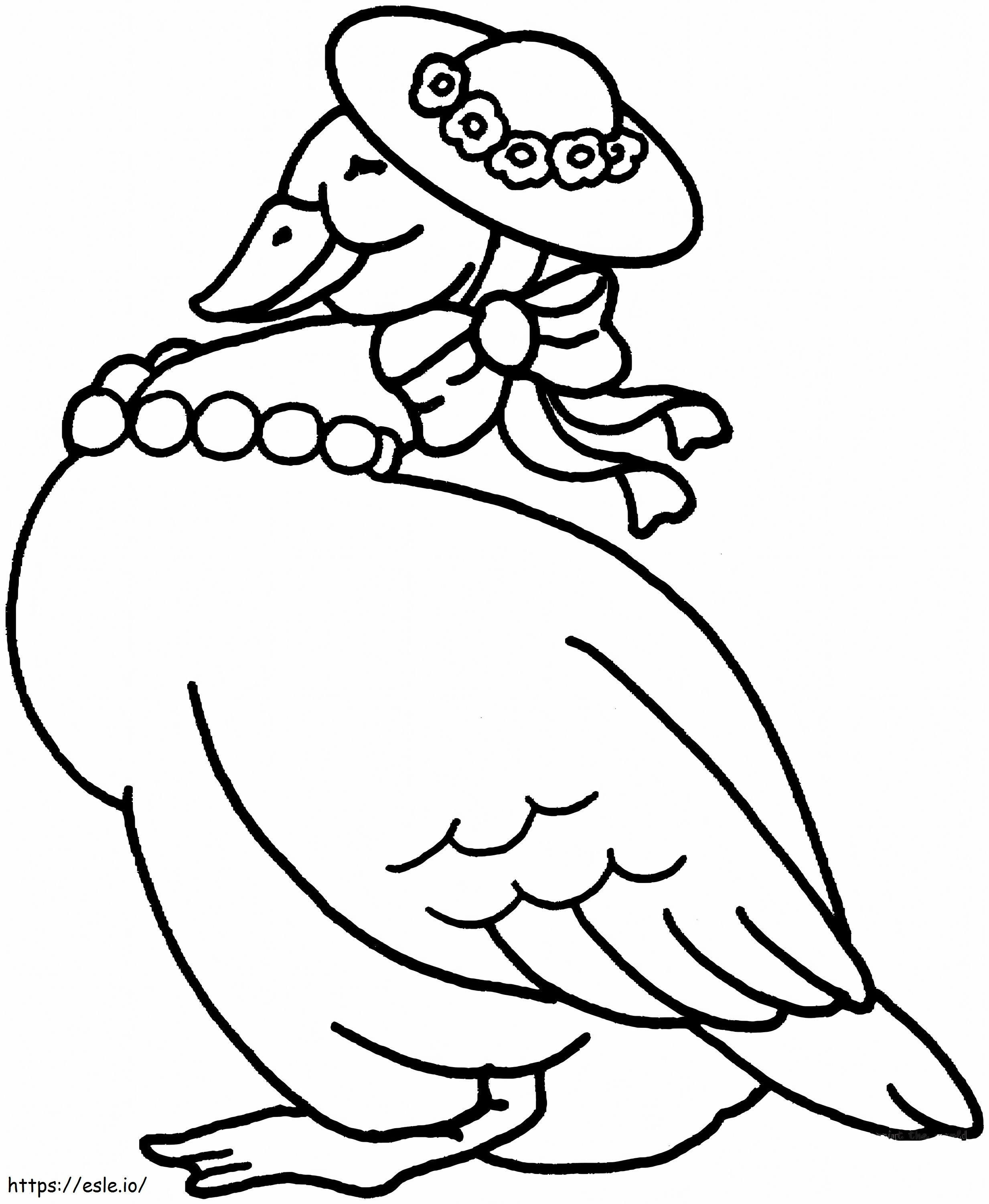 Coloriage Canard Avec Chapeau Et Collier De Perles à imprimer dessin