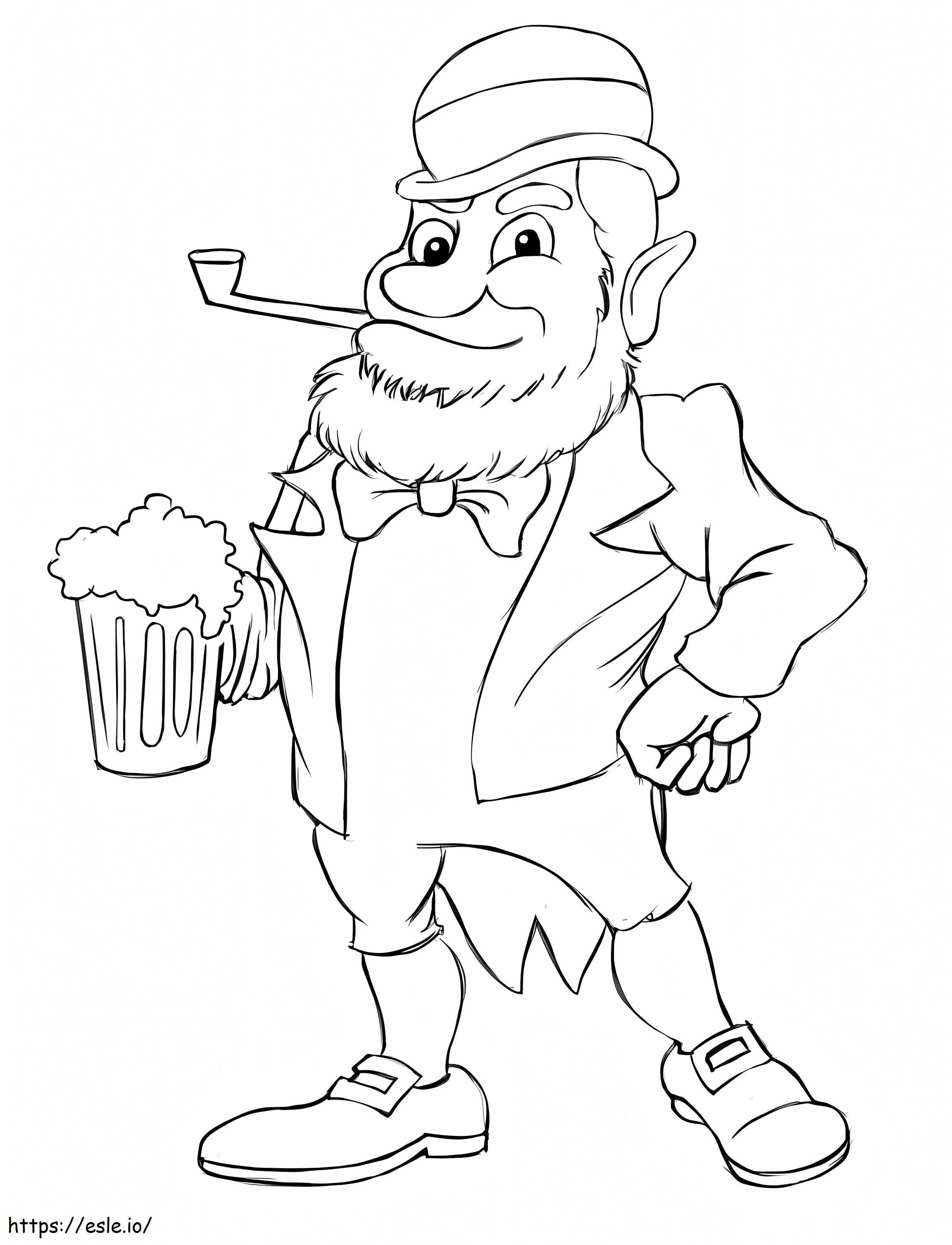 Leprechaun With Beer coloring page