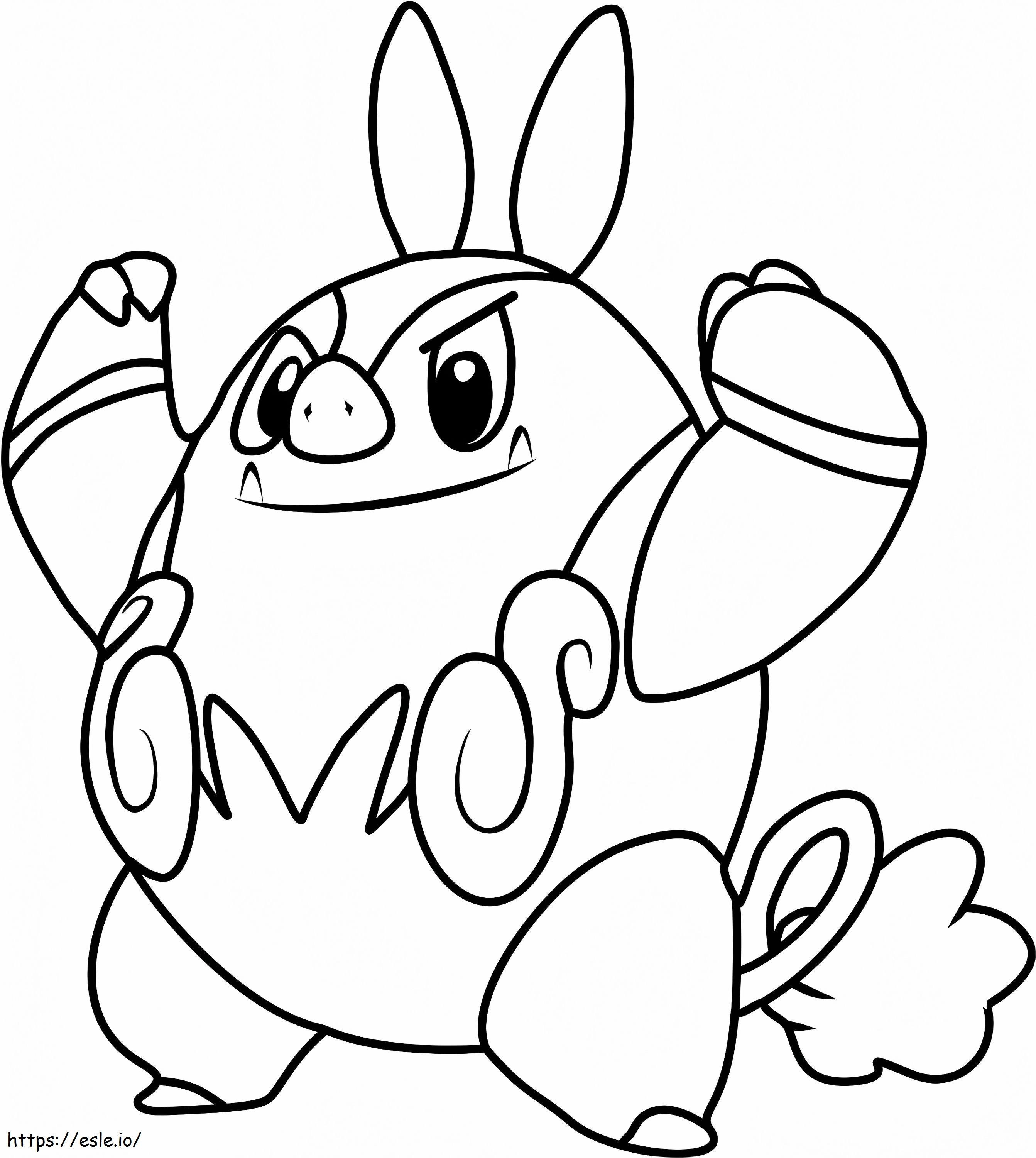 Coloriage  Pignite Pokémon souriant A4 à imprimer dessin