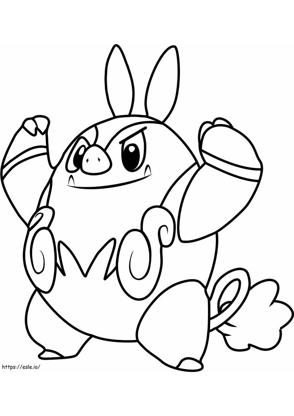  Pignite Pokémon Sorridente A4 para colorir