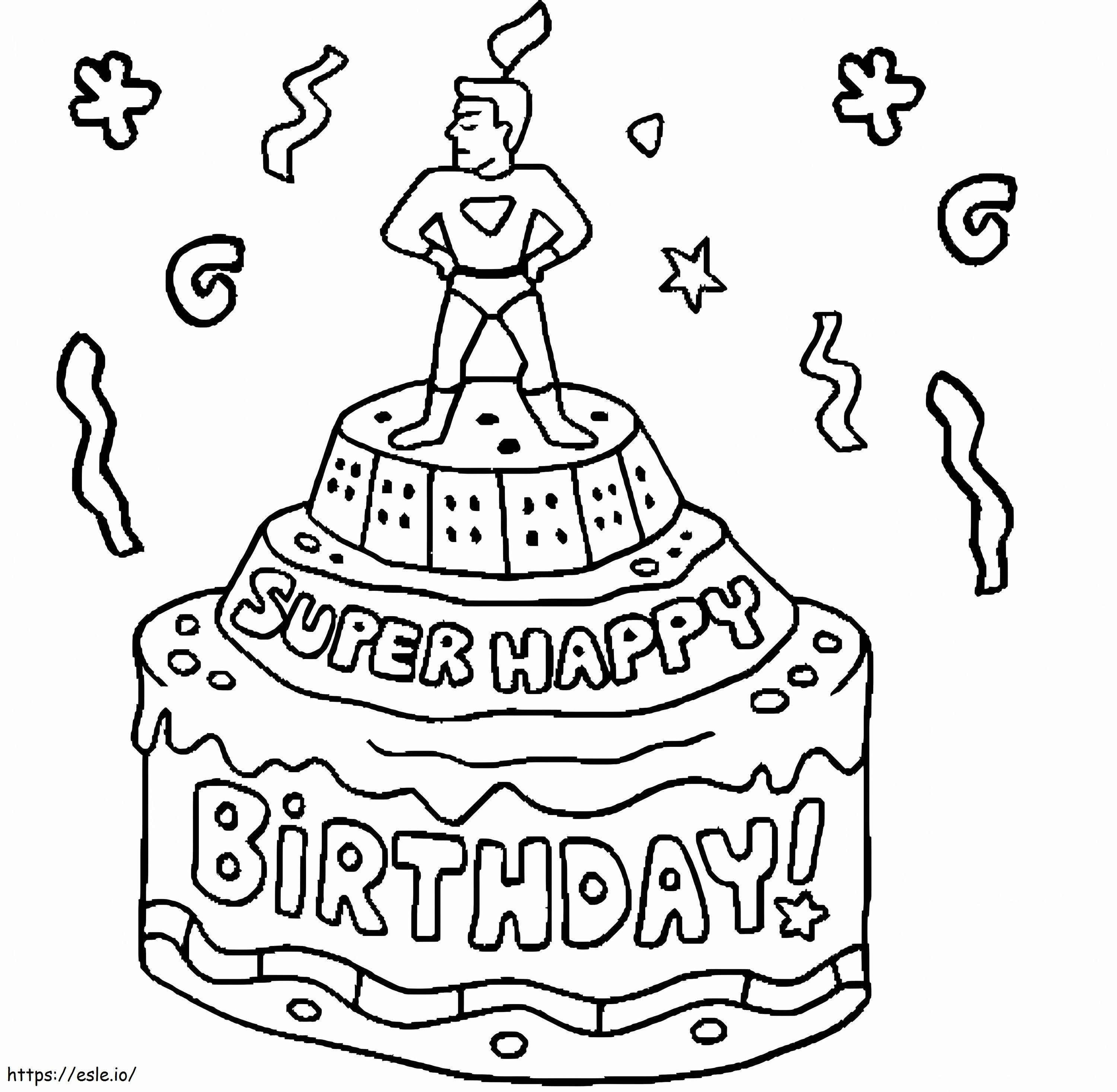 Super Happy Birthday-Kuchen ausmalbilder