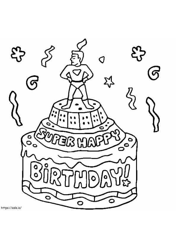 Super Happy Birthday Cake coloring page