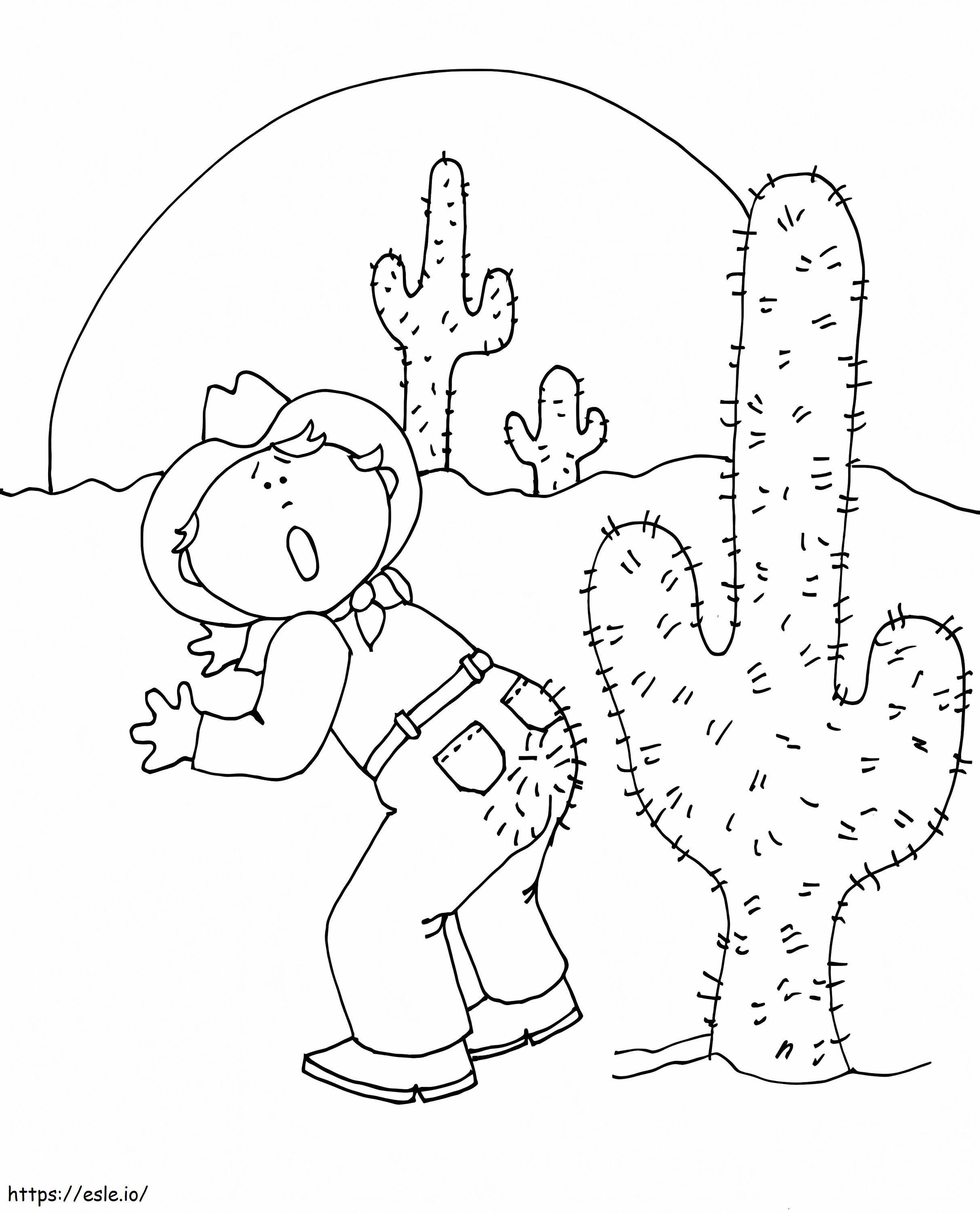 People And Cactus coloring page