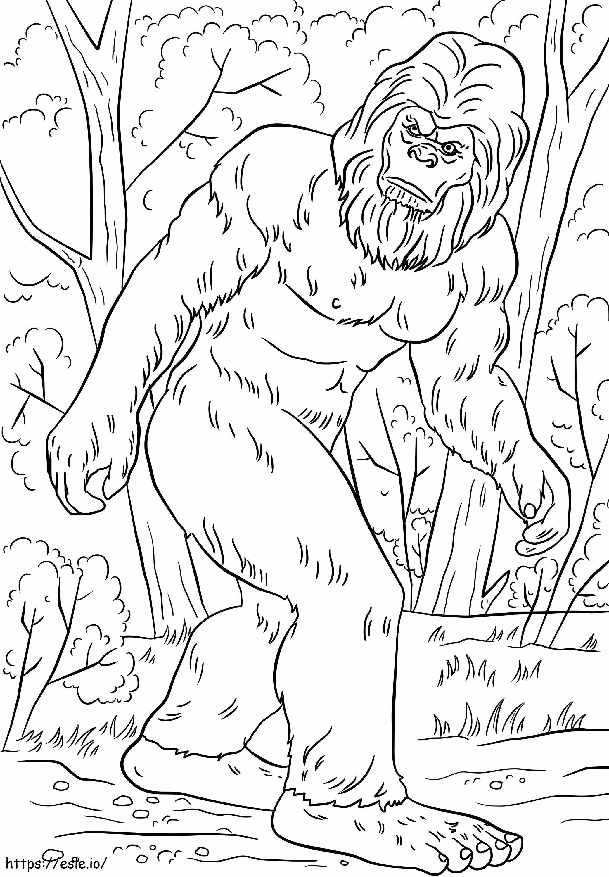 Coloriage Légende du monstre Bigfoot à imprimer dessin